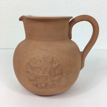 Bentson West Designs Terra Cotta Pitcher Glazed Interior Sun Face Made In Italy - £35.55 GBP