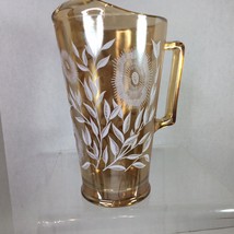 Vintage Jeanette Glass Marigold Peach Luster Pitcher Ice Lip Iridescent ... - £14.74 GBP