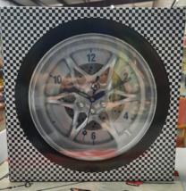 14&quot; Tire &amp; Rim Wall Clock Battery-Powered Ideal for Garage/Man Cave NIB - $24.97