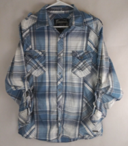 Buckle Black Label Athletic Fit Men&#39;s Blue Western Plaid Shirt Size Large - £10.07 GBP