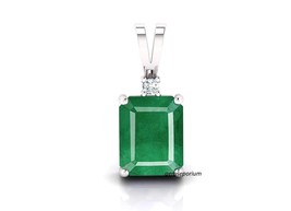 Certified Emerald Pendant/Necklace In 925Sterling Silver Necklace For Men  - £45.81 GBP