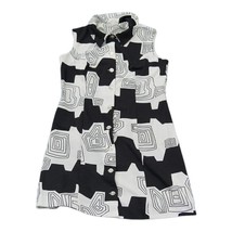 1960&#39;s Handmade Geometric Polyester Dress White Black-
show original tit... - $68.73