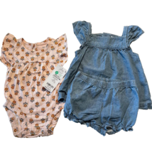 Baby Girl NewBorn 2 Outfits Carter&#39;s OnePiece and 2 piece summer - $15.83