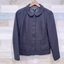 Talbots Tweed Peter Pan Collar Blazer Jacket Black Cotton Womens 10P 10 ... - $34.64