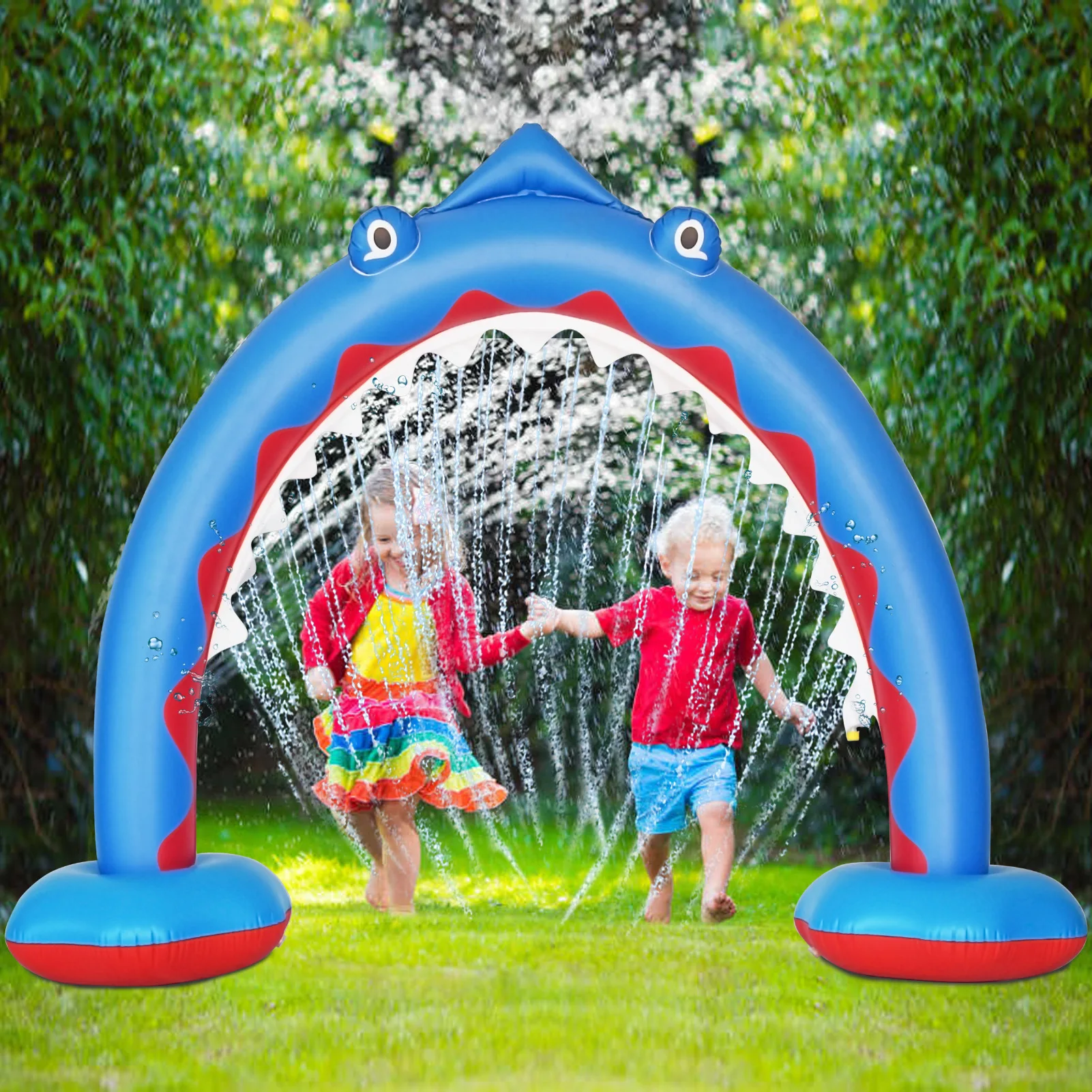 Summer New Inflatable Shark Arch Water Spray Outdoor Lawn Paddling Game Pool - £112.58 GBP