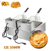 12L Commercial Electric Deep Fryer Stainless Steel Large Capacity With 2... - £98.55 GBP