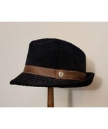 Dorfman Pacific Black Corduroy Men&#39;s Fedora Hat w/ Brown Band - Size M - £18.98 GBP