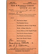 New York City NY 1911 Funk &amp; Wagnalls Co $4.00 Receipt for The Literary ... - £6.99 GBP