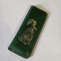 Eyeglass Case/Pouch Green Leather With Gold Victorian Design Vintage Ins... - $218.24 MXN