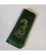 Eyeglass Case/Pouch Green Leather With Gold Victorian Design Vintage Ins... - $218.24 MXN