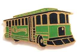 Chance Trolley Green Streetcar Gold Tone Vintage Transit Transportation Pin - €11,23 EUR