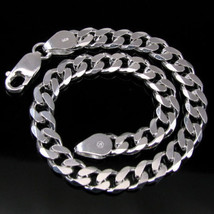 Men&#39;s Silver Bracelet Pure solid 925 Sterling Silver Curb Link Wrist chain - £31.63 GBP