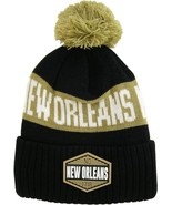New Orleans City Name Winter Knit 3D Rubber Patch Pom Beanie Hat (Black/... - £15.94 GBP