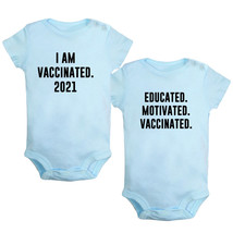 Educated Motivated Vaccinated Romper Baby Bodysuits Infant Jumpsuits Pack of 2 - £14.69 GBP