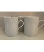 4 Crate &amp; Barrel Staccato White Coffee Mugs Kathleen Wills Japan 3 7/8&quot; ... - £27.28 GBP