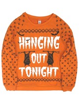 Women Hanging Out Tonight Light Up Bat Halloween Sweatshirt Sweat Shirt M 7-9 - £13.41 GBP