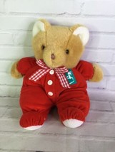 VTG Eden Tan Teddy Bear Plush Red Velour Pajamas Plush Stuffed Animal Bow Horse - £54.36 GBP