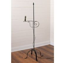 Wrought Iron Adjustable Floor Lamp with Flame Tip and punched Tin Shade image 2