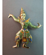 VTG Siam Sterling Silver Brooch Multi Color Enamel Figural Dancer Niello... - £37.01 GBP