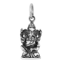 GANESH Elephant Hindu Art .925 Silver Pendant - £37.91 GBP