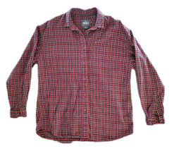 Woolrich Button Shirt Women M Medium Red Multicolor Plaid 100% Cotton Lo... - $9.60