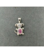 Dog Birthstone Brat Pendant Charm Oval Cubic Zirconia Sterling 925 Pink CZ - $32.34 CAD