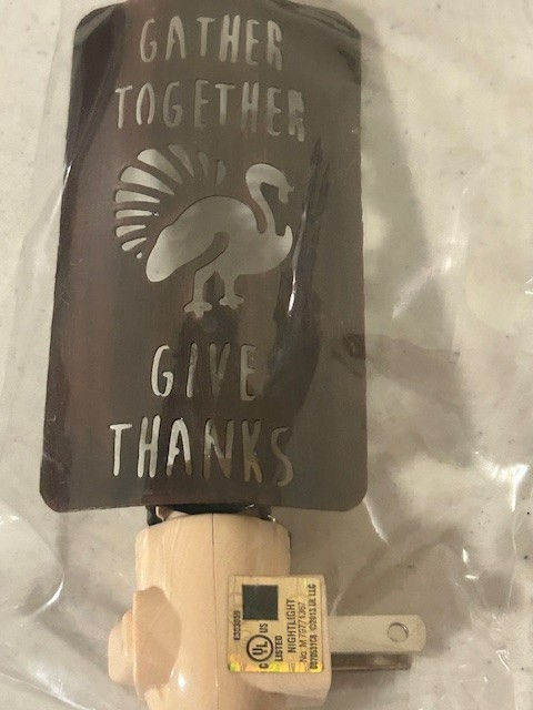 Thanksgiving Give Thanks night light in Rustic Tin with Bulb Item image 2