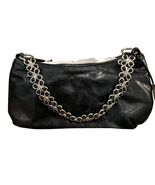 Elliott Lucca Black Leather Handbag With Silver Chain Strap &amp; Zipper Clo... - €32,97 EUR