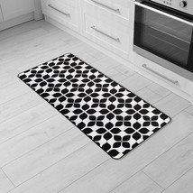 Martha Printed Kitchen Runner Mat 47&quot; x 20&quot; - Black &amp; White Tile Design - Stylis - £30.88 GBP