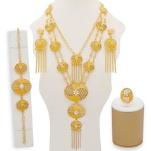 Luxury Necklace Earrings Jewelry Set For Women African Necklace Sets In Gold Gir - £21.99 GBP