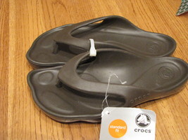 Womens crocs ABF flip flop espresso sport sandal W 4 comfort deluxe thongs brn - £11.51 GBP