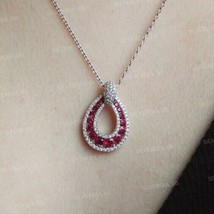 DROP 2.00Ct Round Cut Simulated Ruby Women&#39;s Pendant 925 Sterling Silver - £101.19 GBP