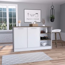 White &amp; Dark Brown Ginger Kitchen Island w/ Shelves &amp; Cabinets - $452.99