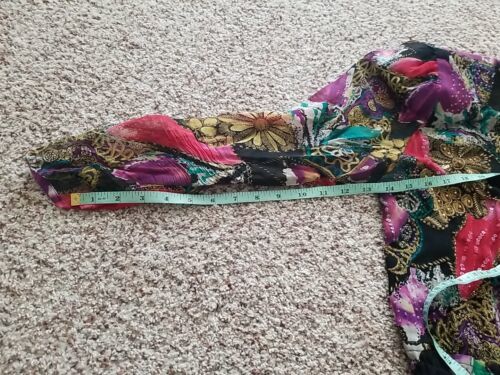 Vtg Diane Freis Maxi Silk Dress Size 10? Elastic Waist Bead Seq Lined Slit Skirt Item image 11
