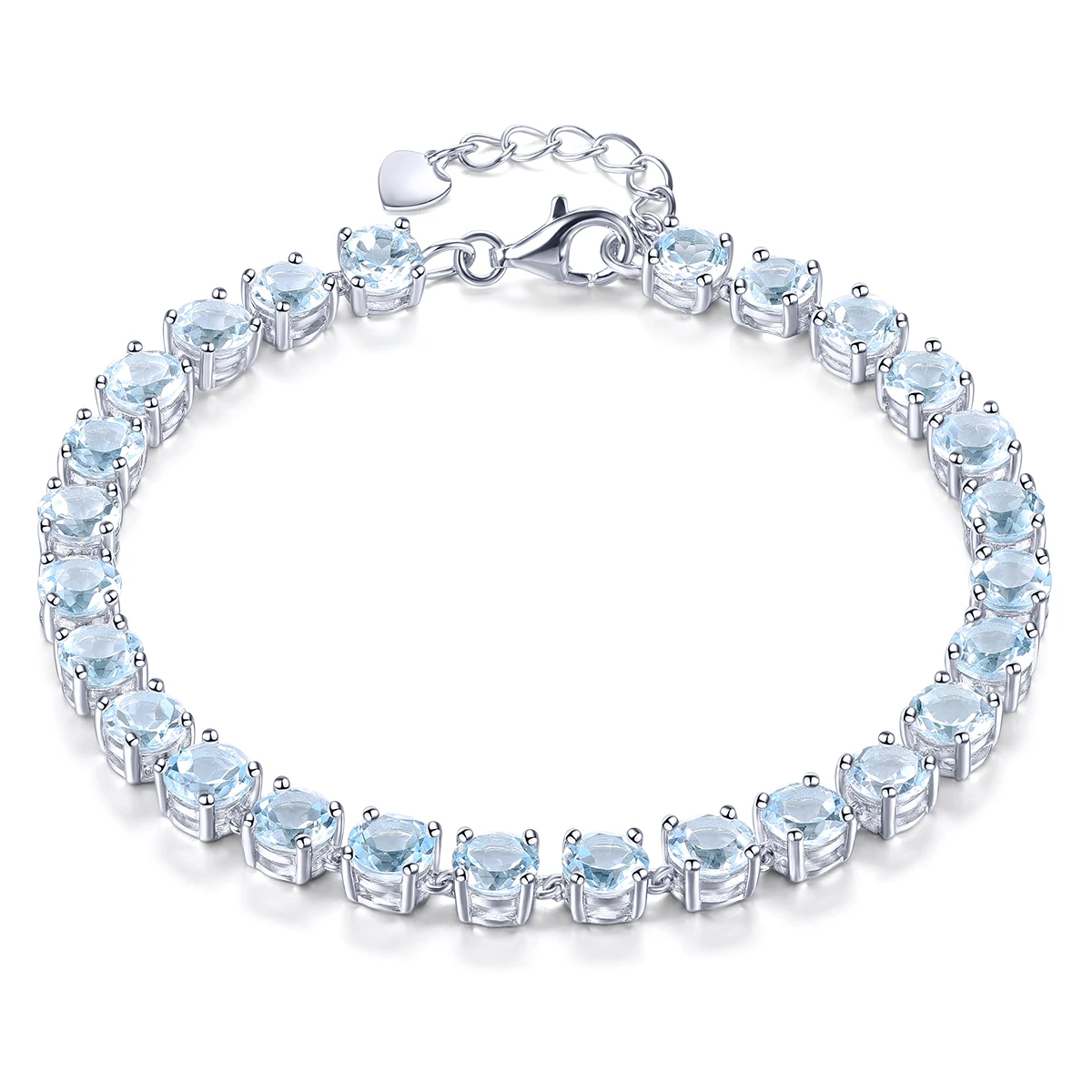 Natural Sky Blue Topaz Sterling Silver Bracelet S925 Jewelry 16.8 Carats Gemston - £129.00 GBP