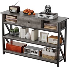 Mexin 47 Inch Console Sofa Table With Drawer, Industrial Entryway, Grey Oak - $142.96
