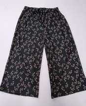 Lily Black &amp; Gray Floral Wide-Leg Pants- 2XL - £16.89 GBP