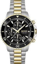 Hugo Boss HB1513908 Admiral Mens&#39; Black &amp; Gold Stainless Chrono Watch + ... - $130.18