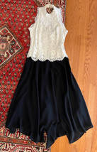 Vintage Cachet By Bari Protas Lace Dress Sleeveless Ivory/Black 5/6 slee... - $49.47
