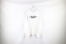 Vintage Gap Mens Medium Spell Out Block Letter Long Sleeve T-Shirt White Cotton - £27.18 GBP