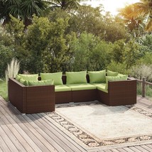 6 Piece Patio Lounge Set with Cushions Poly Rattan Brown - €714,82 EUR