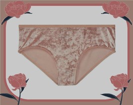 L Beige Blush Full Velvet Rare Victorias Secret Logo Vs Star Hiphugger Pantie - £9.80 GBP