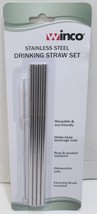 Winco Stainless Steel Straight Drinking Straw Set, 1/4&quot; Dia. x 8-1/2&quot;H, Set of 4 - £7.58 GBP