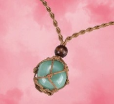 Amazonite Healing Crystal Necklace Brown adjustable rope chain - £9.43 GBP