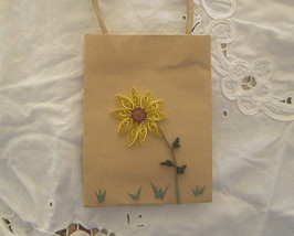 Handcrafted Gift bag with Paper Quilled Sunflower  - $10.99