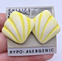 Vintage Earrings Shell Shape Butter Yellow Clay Beach Preppy Wear Cruise... - €28,86 EUR