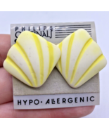 Vintage Earrings Shell Shape Butter Yellow Clay Beach Preppy Wear Cruise... - €28,78 EUR