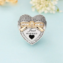 925 Sterling Silver &amp; 14K Gold Plated Bound by Love Charm Bead - £13.57 GBP