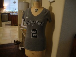 Kawhi Leonard adidas San Antonio Spurs NBA gray Ladies women&#39;s Fit T shi... - $19.74