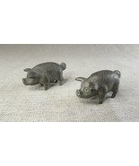 Two Miniature Vintage Pewter Pig Figures - $25.98